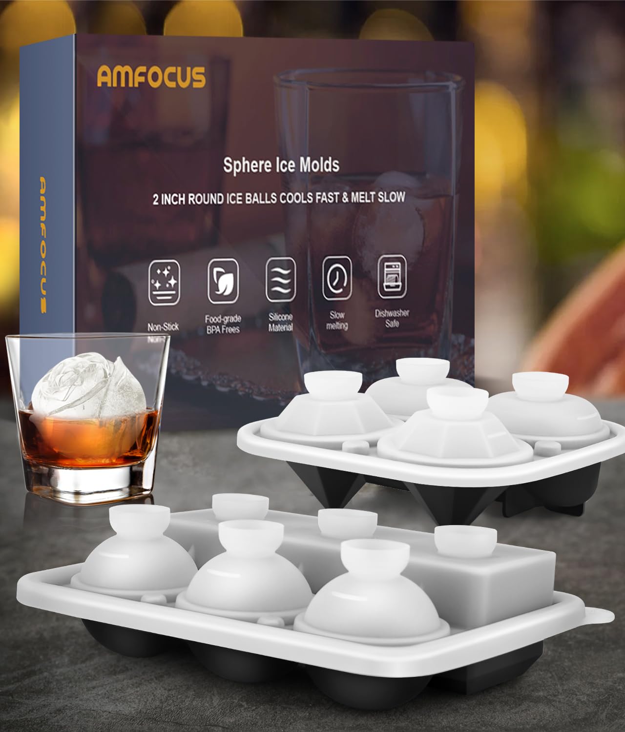 AMFOCUS BPA-free silicone ice tray dishwasher safe for easy use