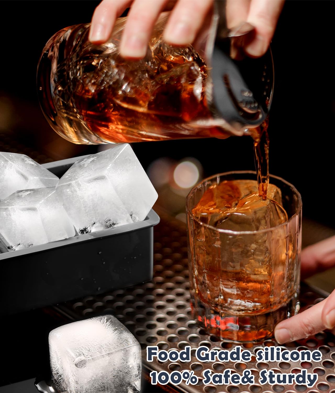 AMFOCUS slow-melting ice cubes keep beverages cooler longer