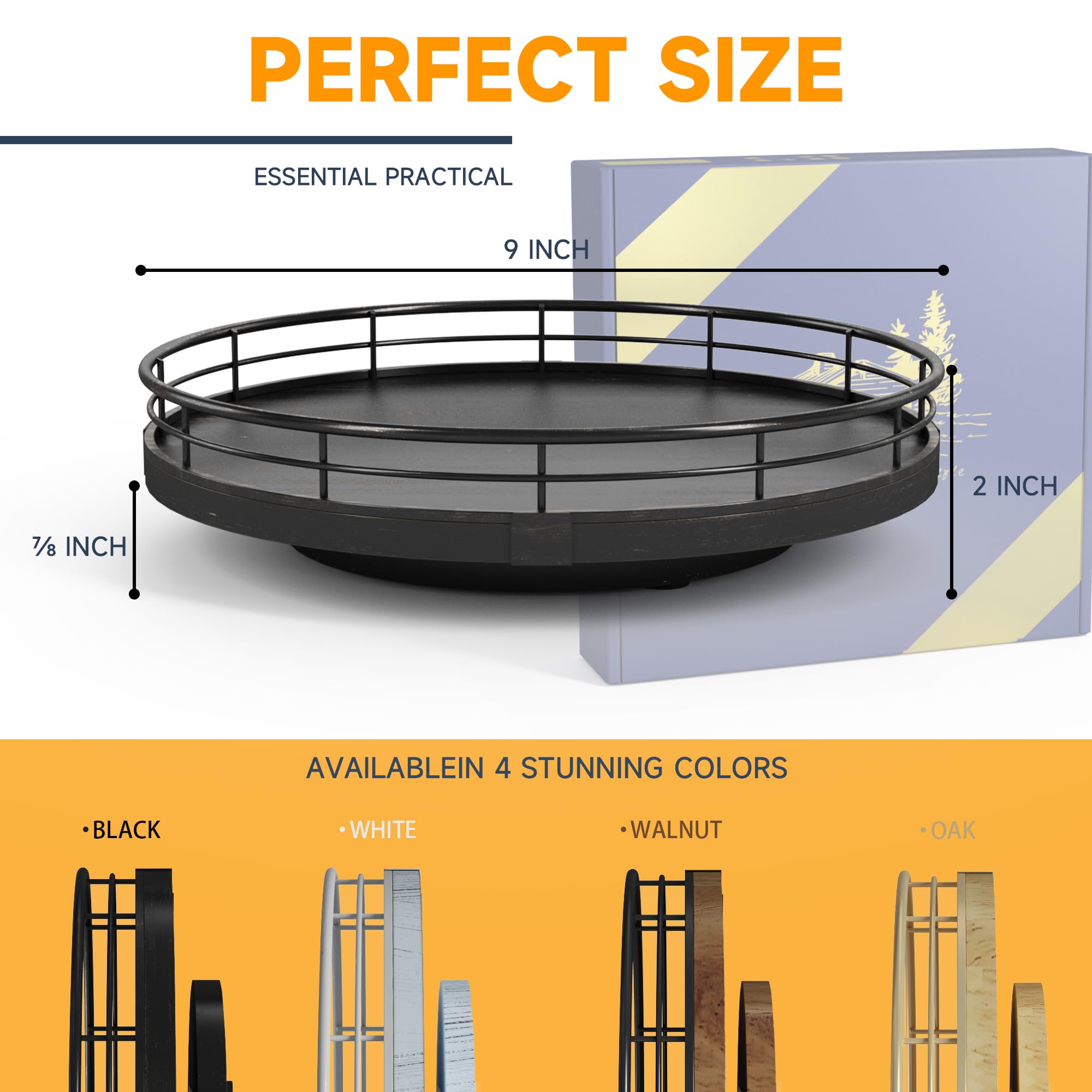 AMH anti-slip pads protect surfaces while the lazy susan spins smoothly.
