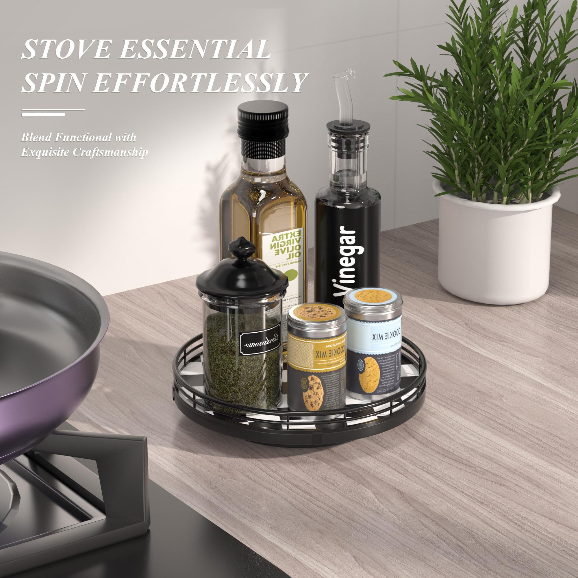 AMH lazy susan countertop spins smoothly for easy reach at mealtime