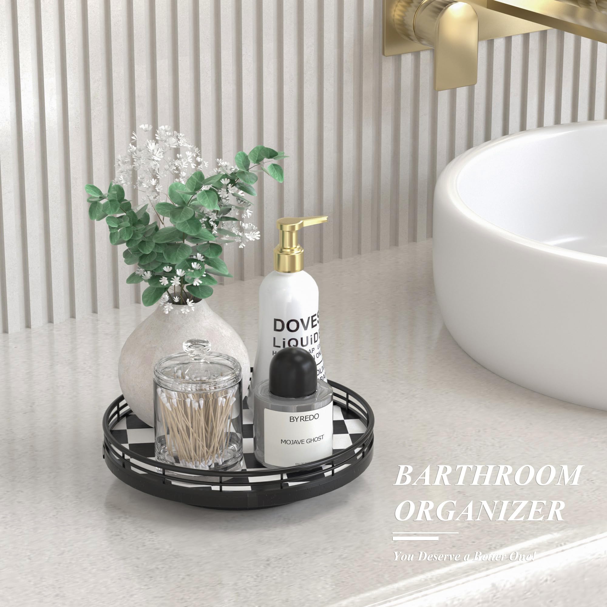 AMH table centerpiece lazy susan showcases the checkered design with compact charm