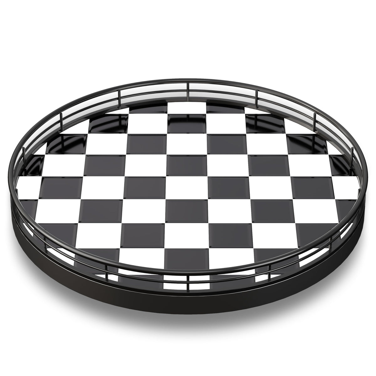 AMH checkerboard lazy Susan on oak base ideal for sharing at meals