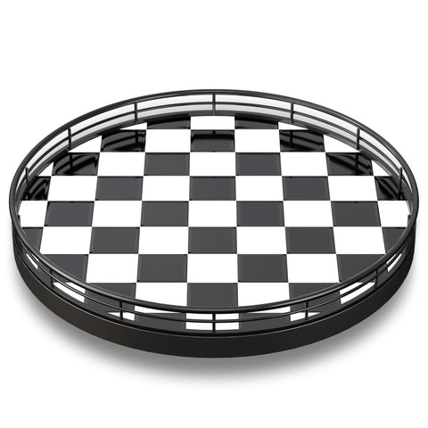 AMH checkerboard lazy Susan on oak base ideal for sharing at meals