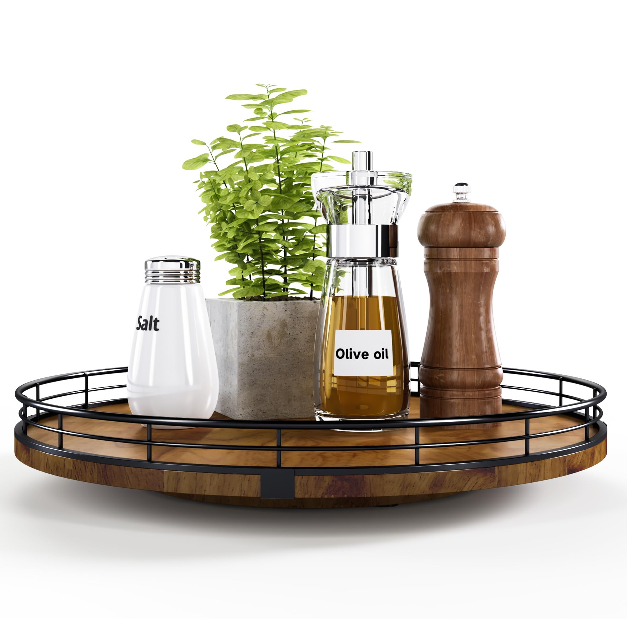 AMH Farmhouse Oak 13in Lazy Susan round for easy access to items.