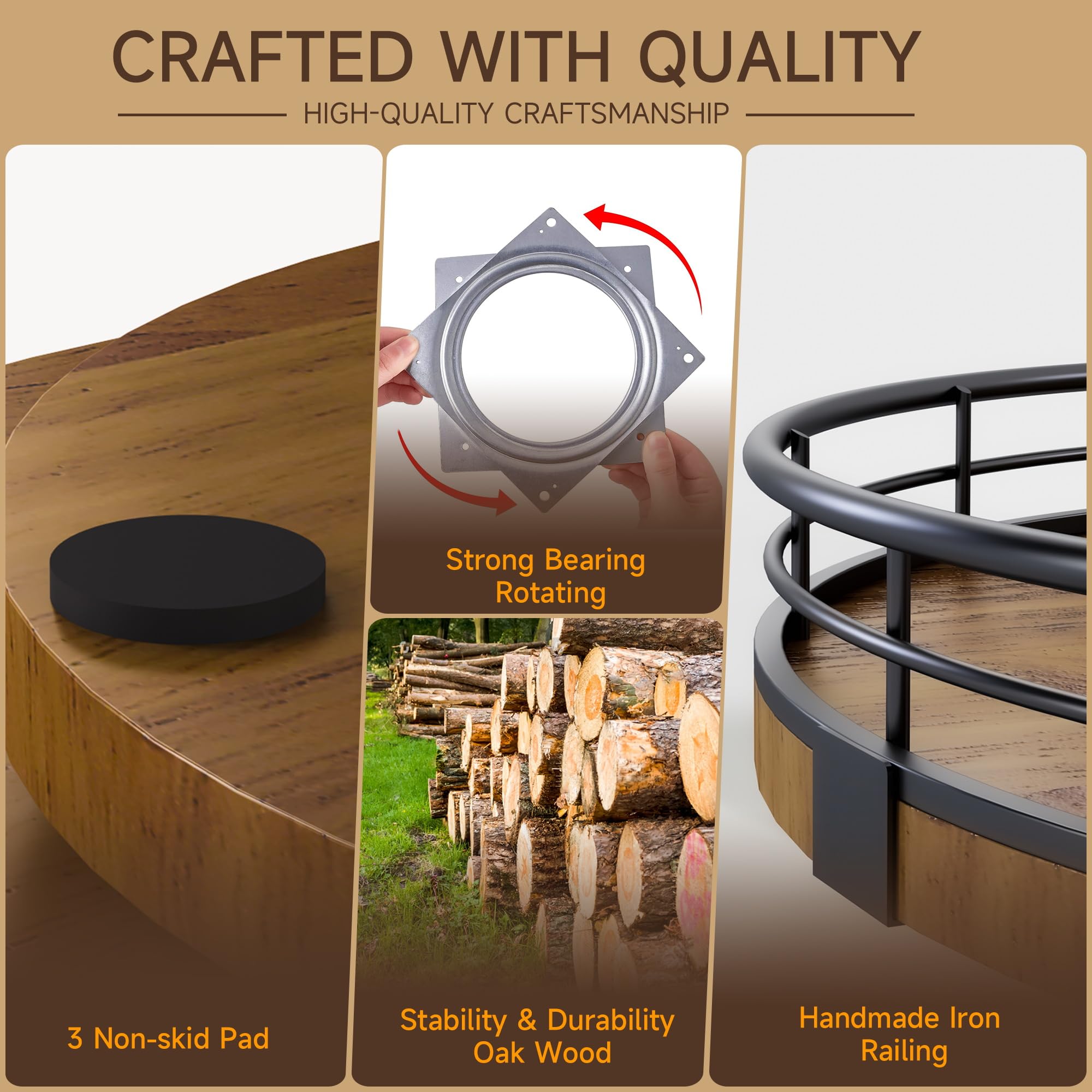 AMH Farmhouse Oak 16-inch Lazy Susan keeps kitchen, pantry, and table organized