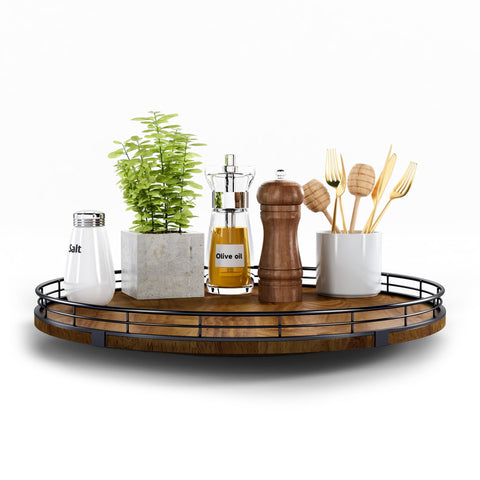 AMH Farmhouse Oak 16-inch Lazy Susan turntable for easy spice access
