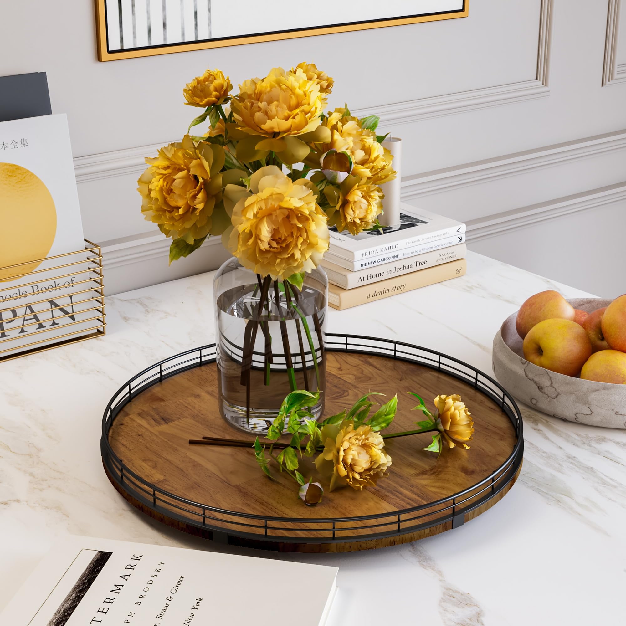 AMH solid oak base and sturdy rack securely hold items while rotating.