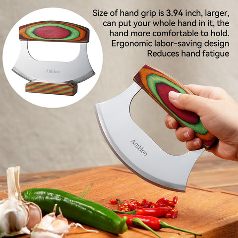 AmHoo versatile kitchen tool handles pizza, vegetables, and salads.