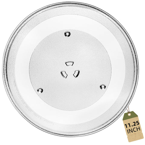 AMI PARTS 11-1/4 inch glass turntable plate for Samsung and GE microwaves, ensures smooth rotation.