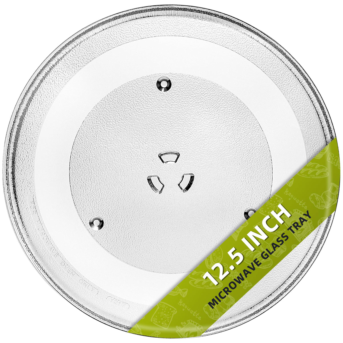 AMI PARTS 12.5-inch glass turntable providing smooth rotation for GE microwaves.