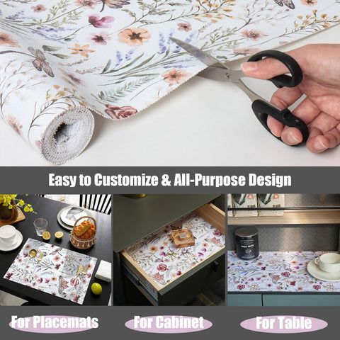 Amiitay patterned liner adds beauty while organizing storage areas.