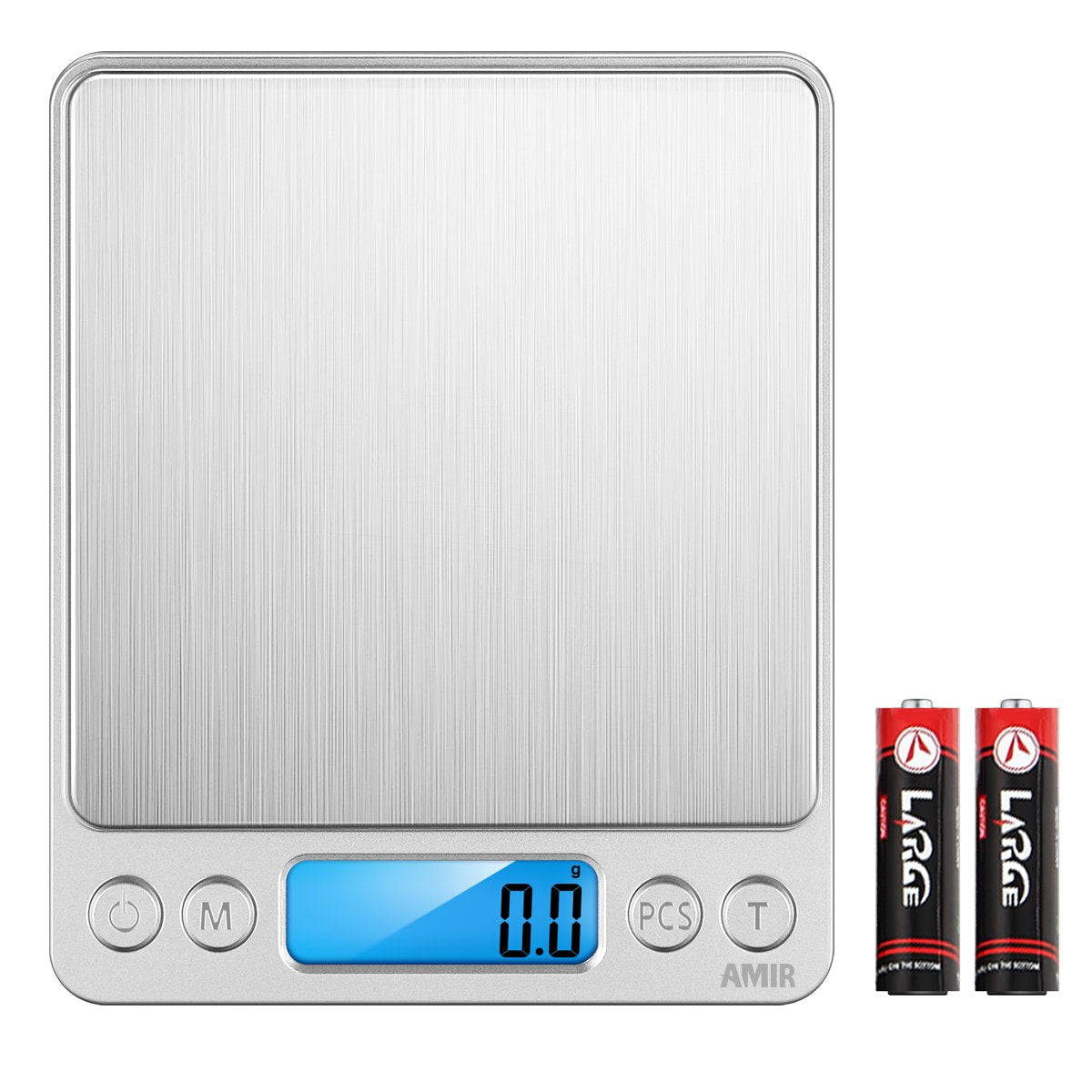 AMIR digital kitchen scale 13 cm tray protects surfaces during use