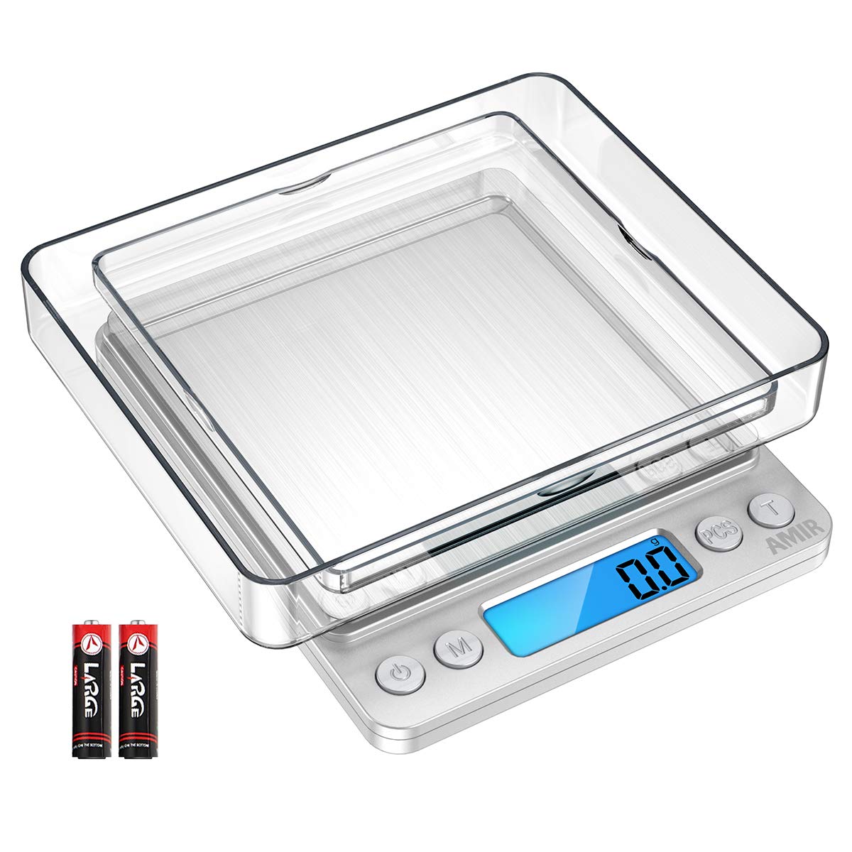 AMIR digital kitchen scale front view showing compact design and precision