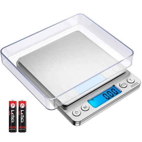 AMIR digital kitchen scale front view shows compact size for easy storage.