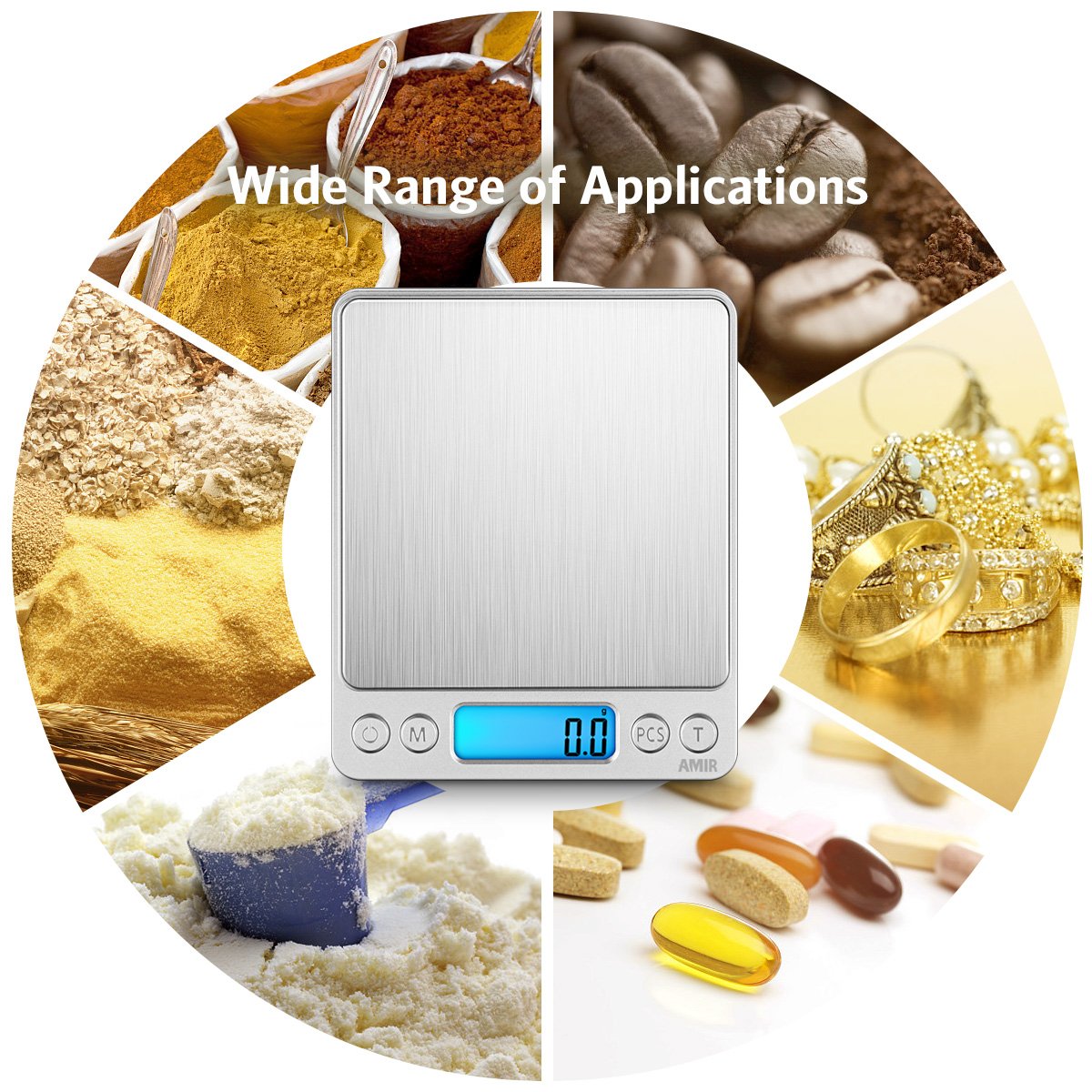 AMIR digital kitchen scale tare function enables net weight measurements