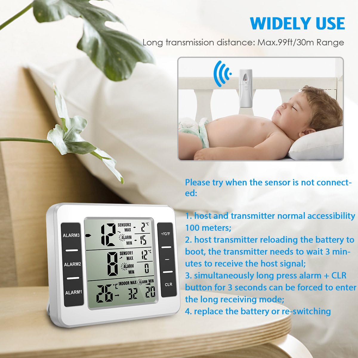 AMIR alarm console with audible alert and temperature warnings.