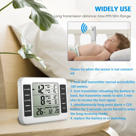 AMIR alarm console with audible alert and temperature warnings.