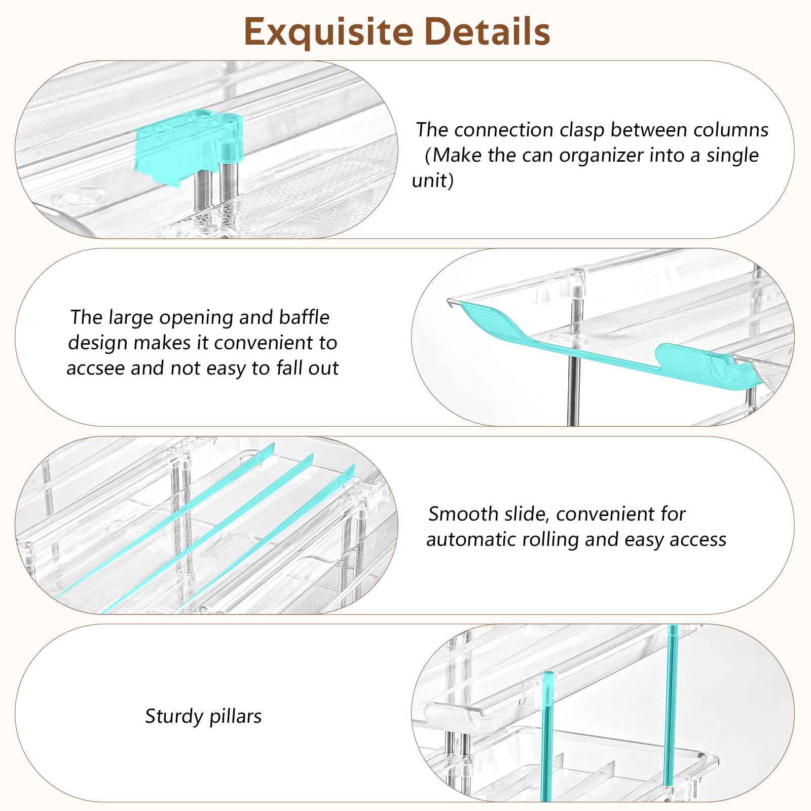 Amllas can organizer demonstrates layer width and can length compatibility (4.52 inches)