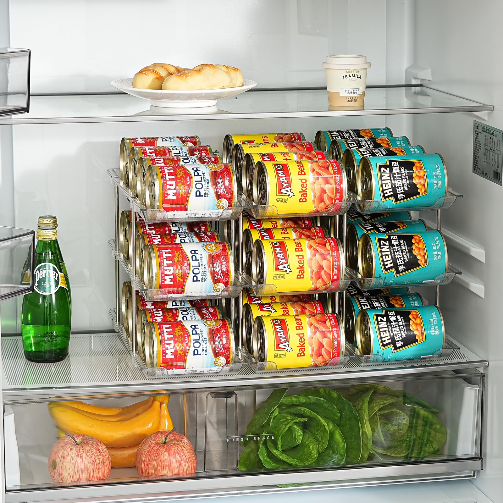 Amllas can organizer neatly fits fridge shelves for organized cans