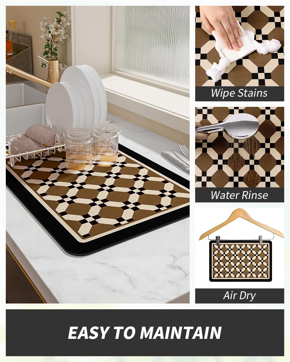 AMOAMI coffee bar mat dries rapidly thanks to its high porosity.