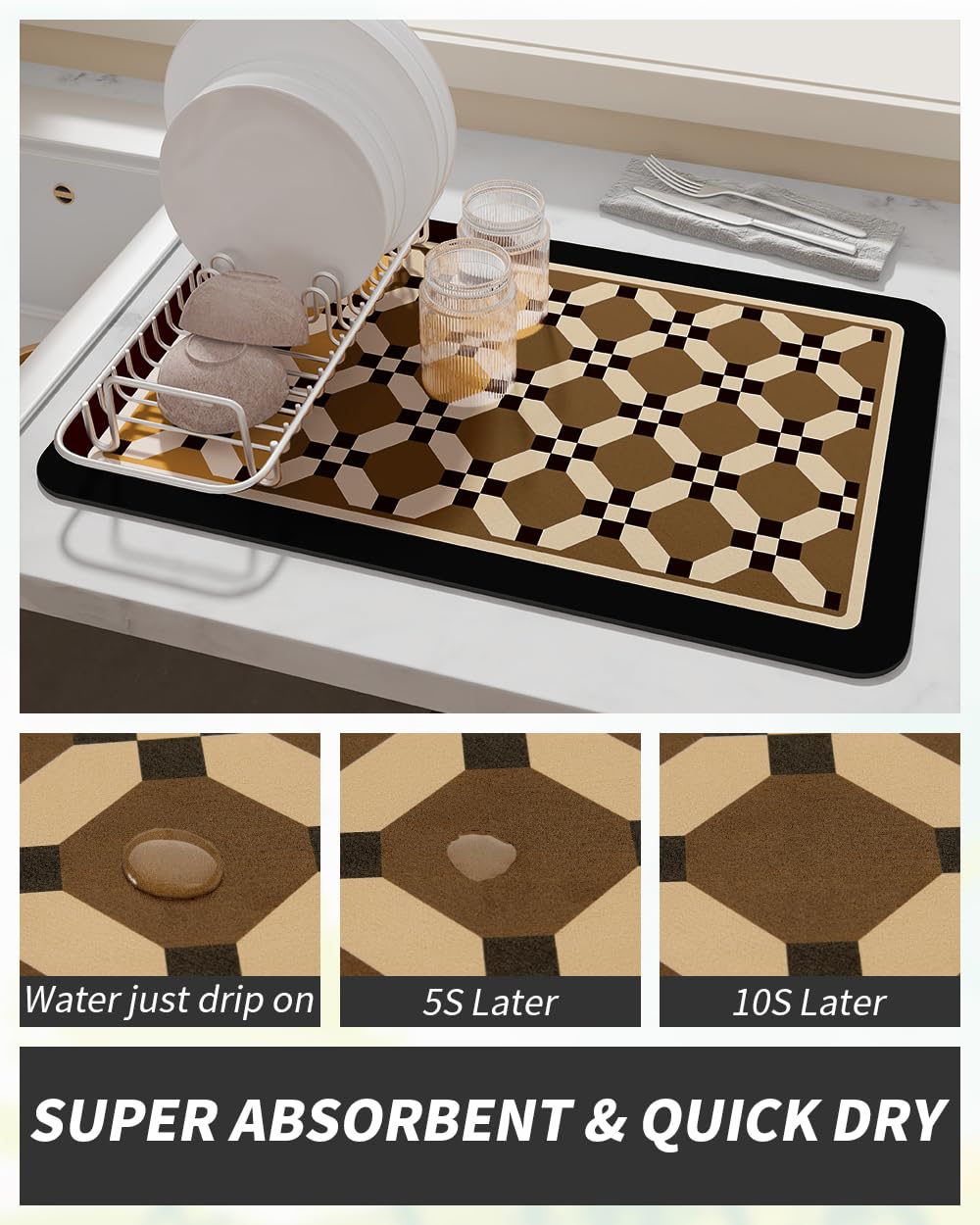 AMOAMI absorbent diatomite mat soaks up spills quickly for a tidier workspace.