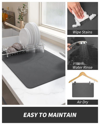 AMOAMI Coffee Mat features rubber backing to prevent seepage.