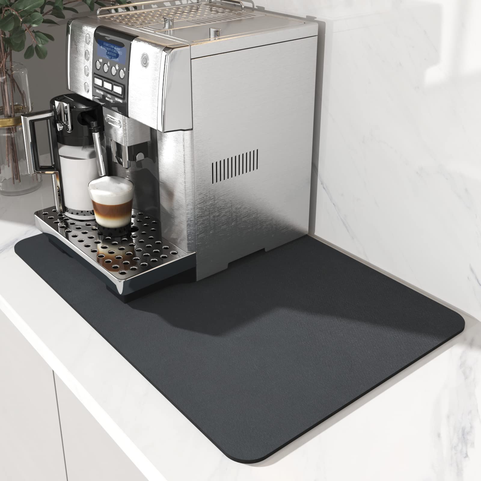 AMOAMI Coffee Mat with stain-hide surface protects counters from spills.
