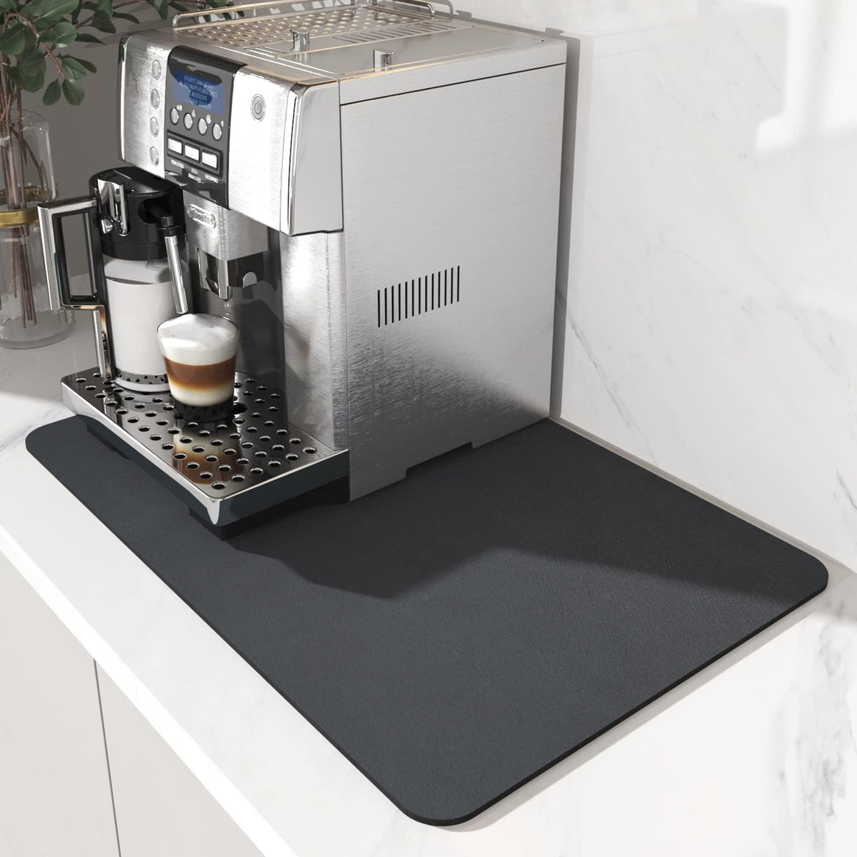 AMOAMI Coffee Mat with stain-hide surface protects counters from spills.