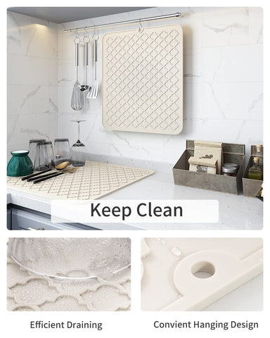 AMOAMI dish drying mat shows reversible texture for sturdy support