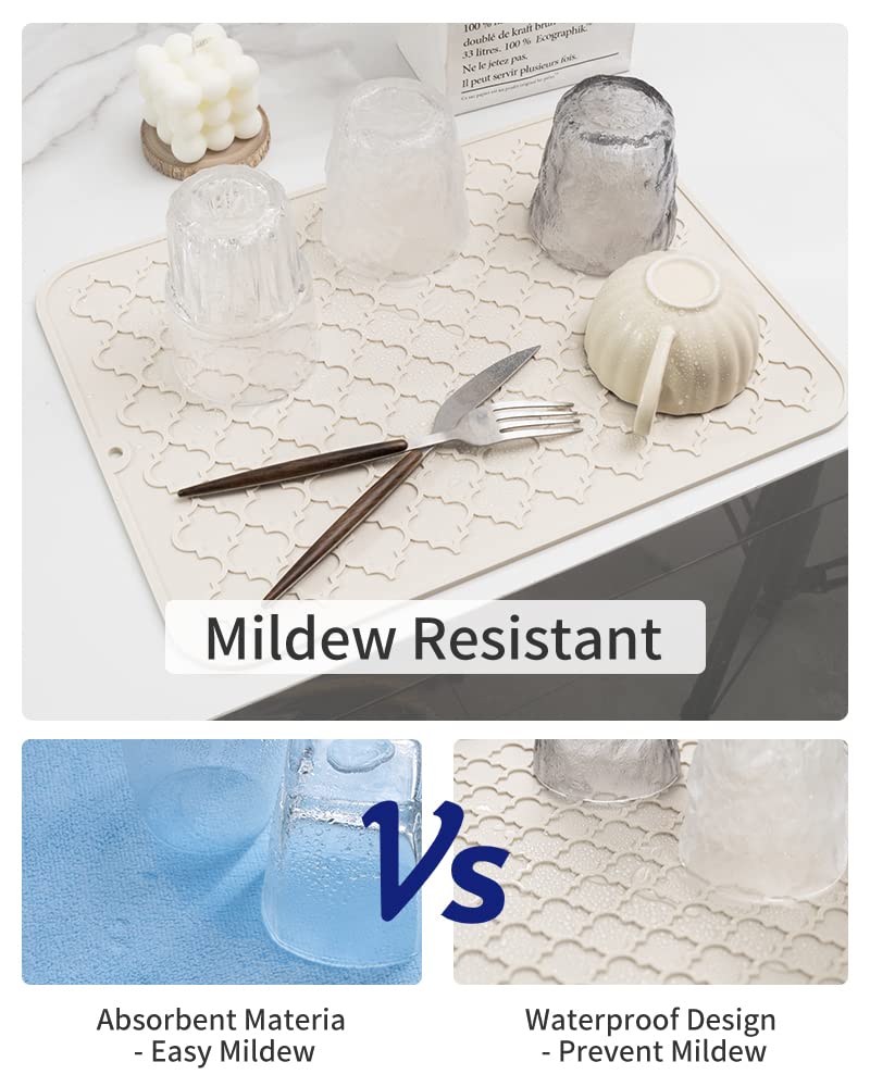 AMOAMI silicone mat dries dishes fast with enhanced airflow