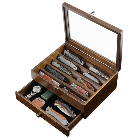 amoard knife display case with glass lid protects and showcases your collection