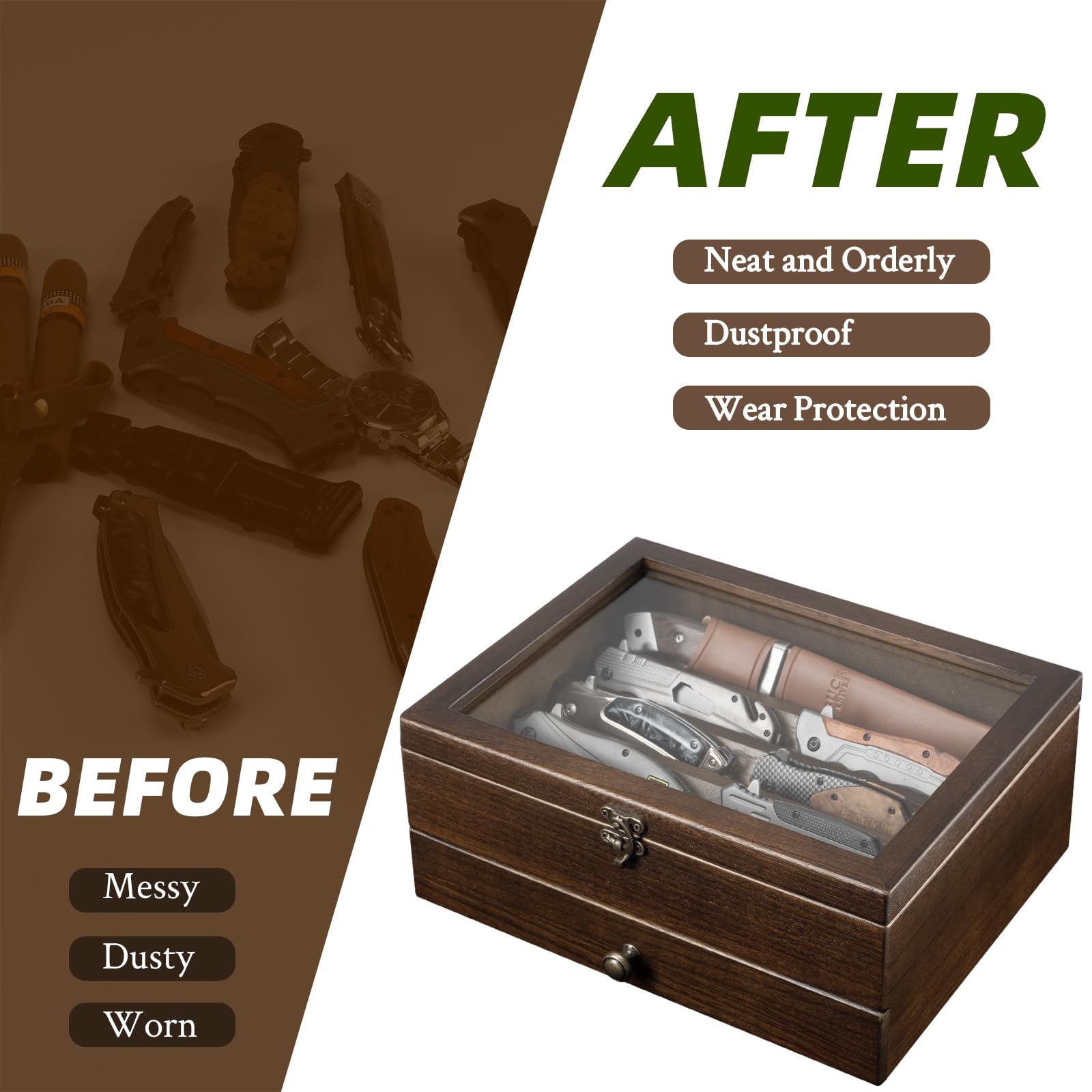 amoard no-assembly knife display case arrives finished and ready to use