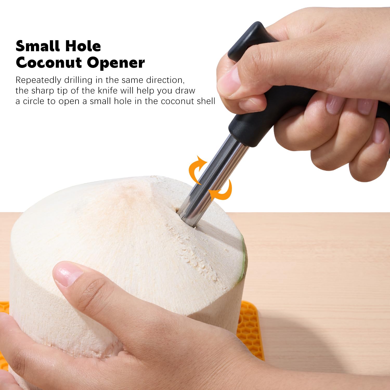 AMOHEE coconut-shell prying tool eases meat removal from shells