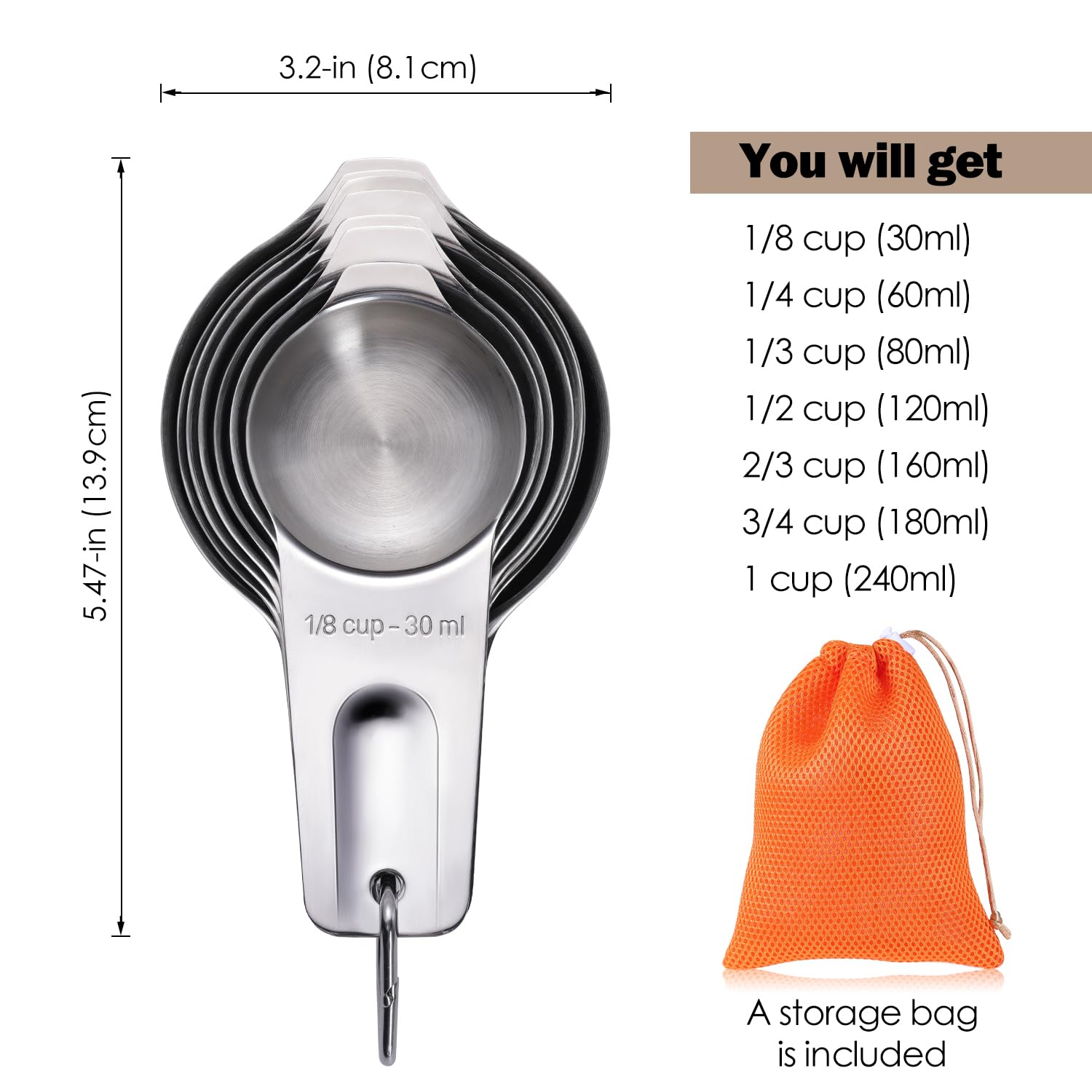 AMOHEE one-quarter cup ideal for spices and powders.