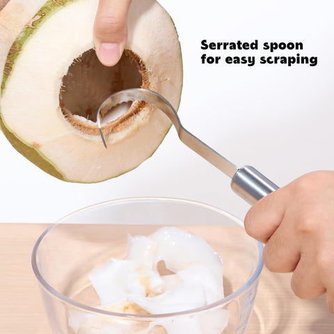 AMOHEE stainless steel scraper cleans coconut residue efficiently