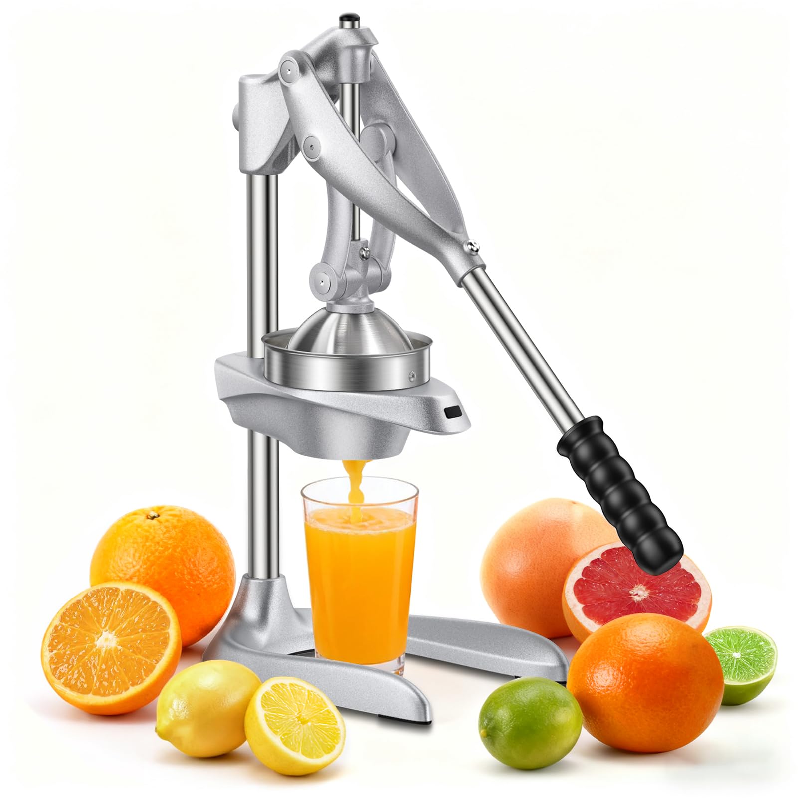 AMOHEE manual juicer with orange cone for fresh citrus extraction.