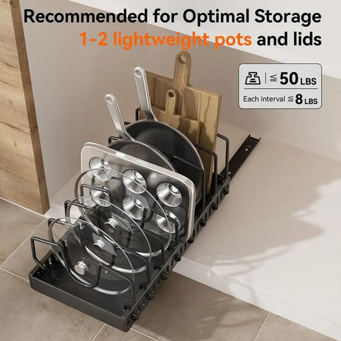 AmoiChic adjustable dividers in use to separate pans by size.