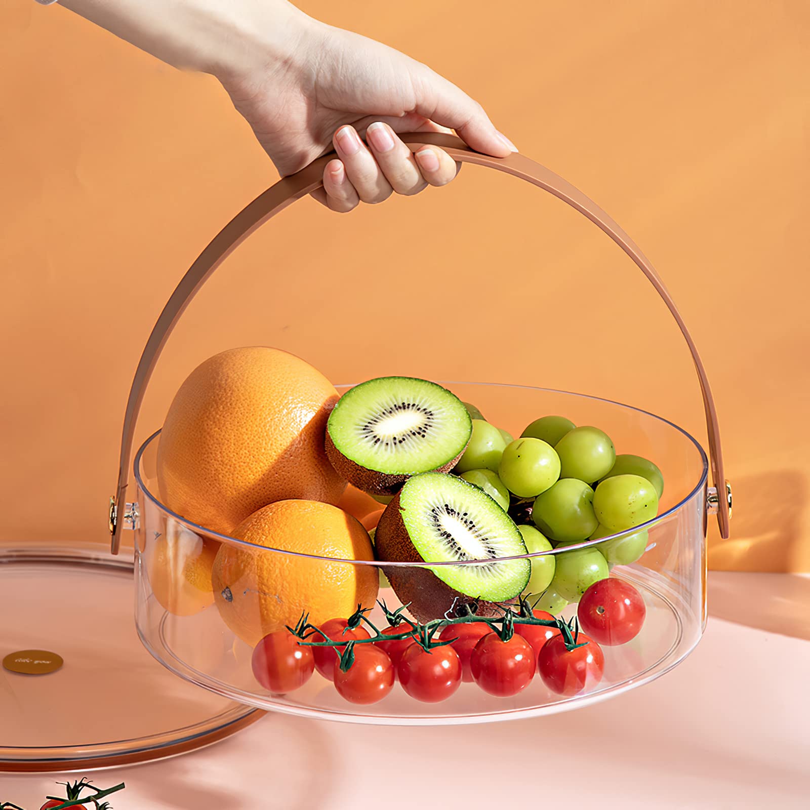 amokk divided serving tray handle close-up showing rotation feature