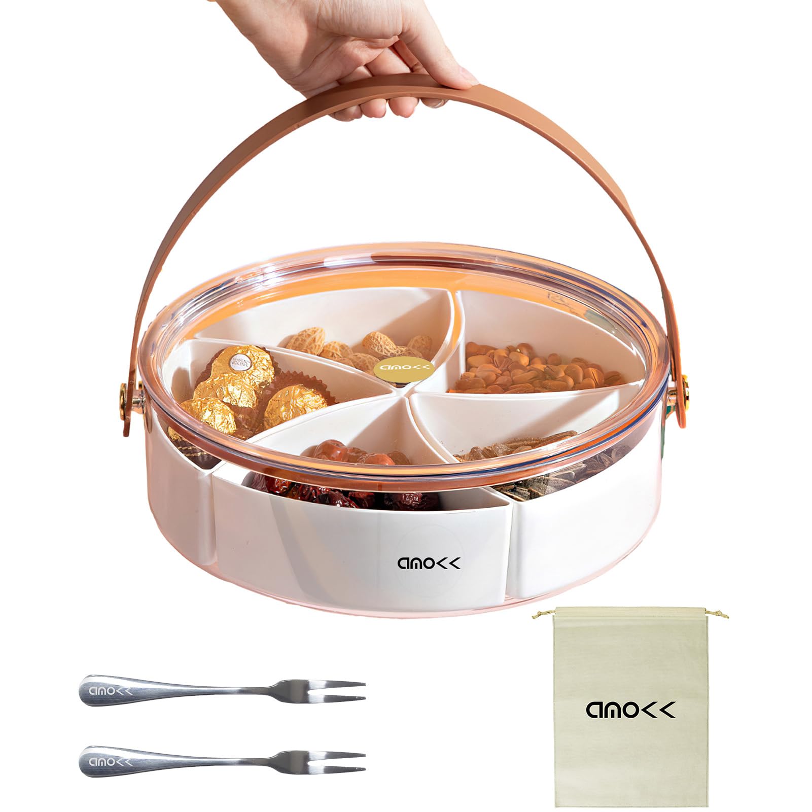 amokk divided serving tray with lid and transparent view for elegant snacks