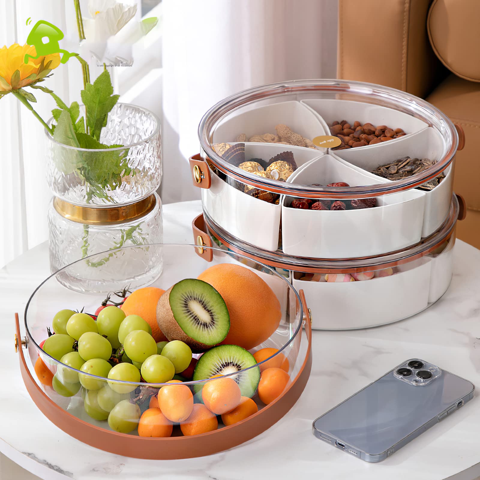 amokk divided serving tray size reference on countertop