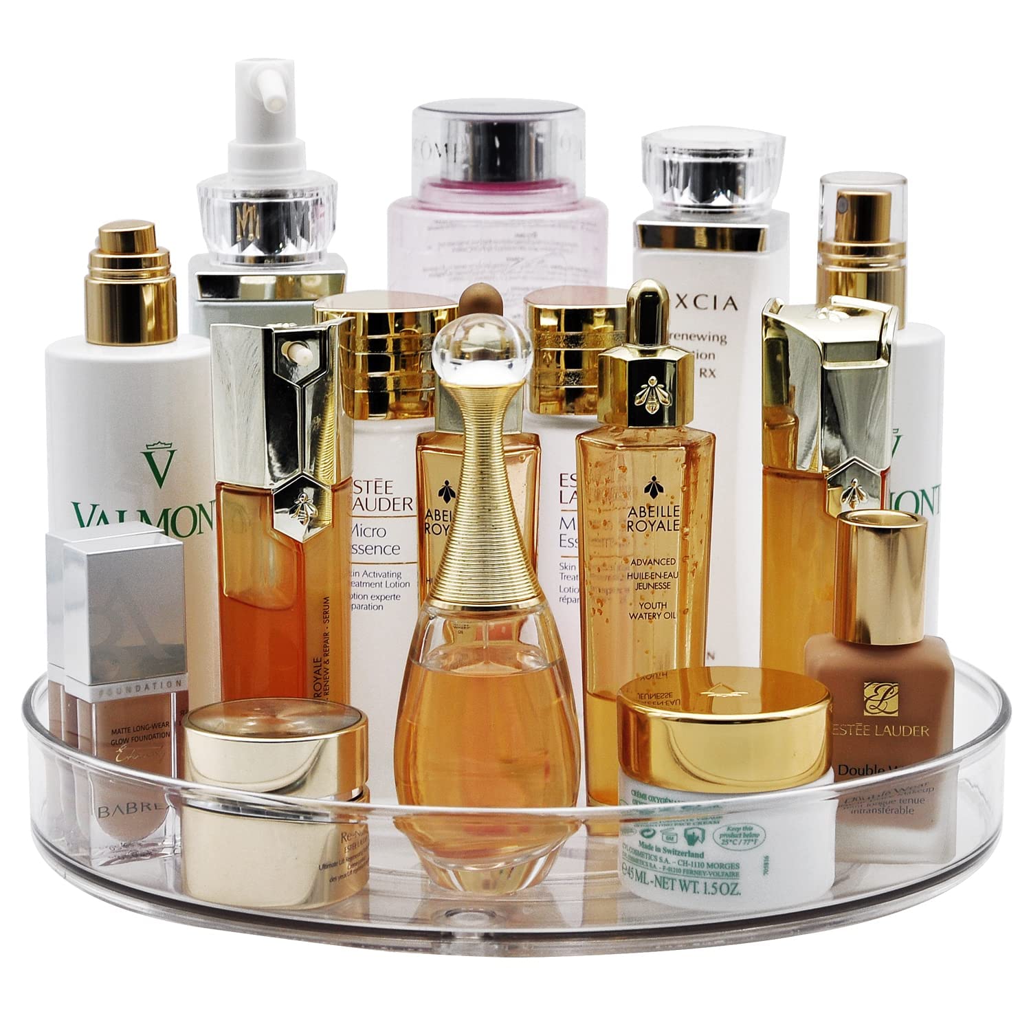 amolliar BPA-free acrylic lazy susan for fridge organization and cabinet storage.