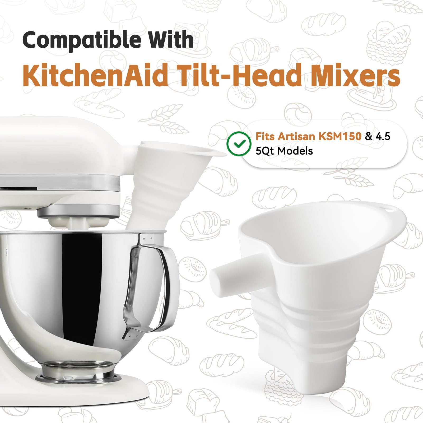 Dishwasher-safe KitchenAid funnel allows quick, easy cleaning after use.