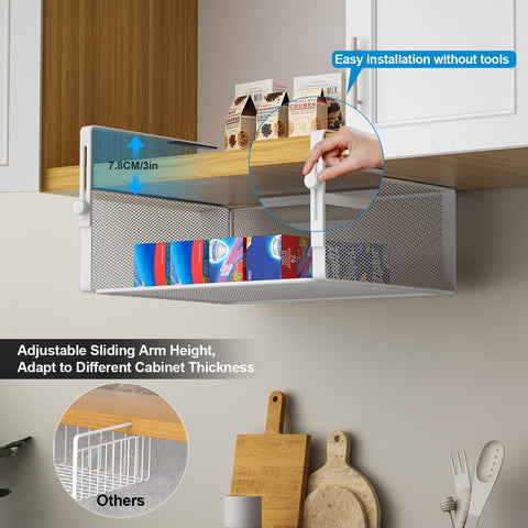 AmonHouseware adjustable hanging arm demonstrates flexible height for cabinet depths