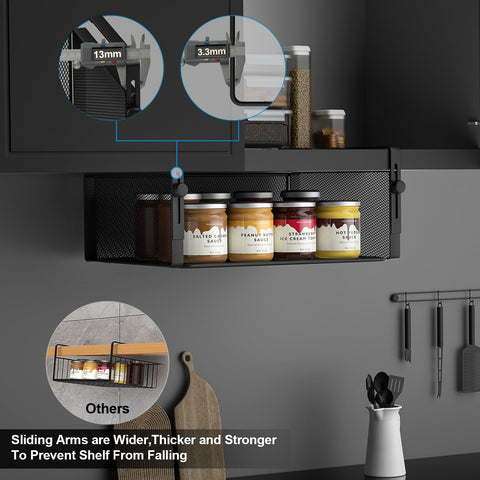 AmonHouseware large-capacity organizer holds cans, spices, cups, and snacks.