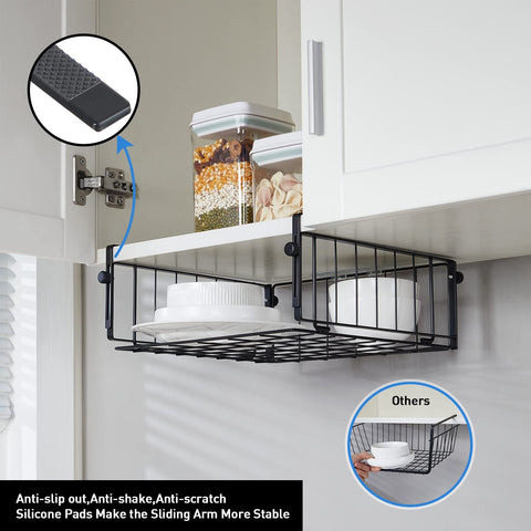 AmonHouseware basket with 0-3 inch adjustable hanging arms for flexible storage