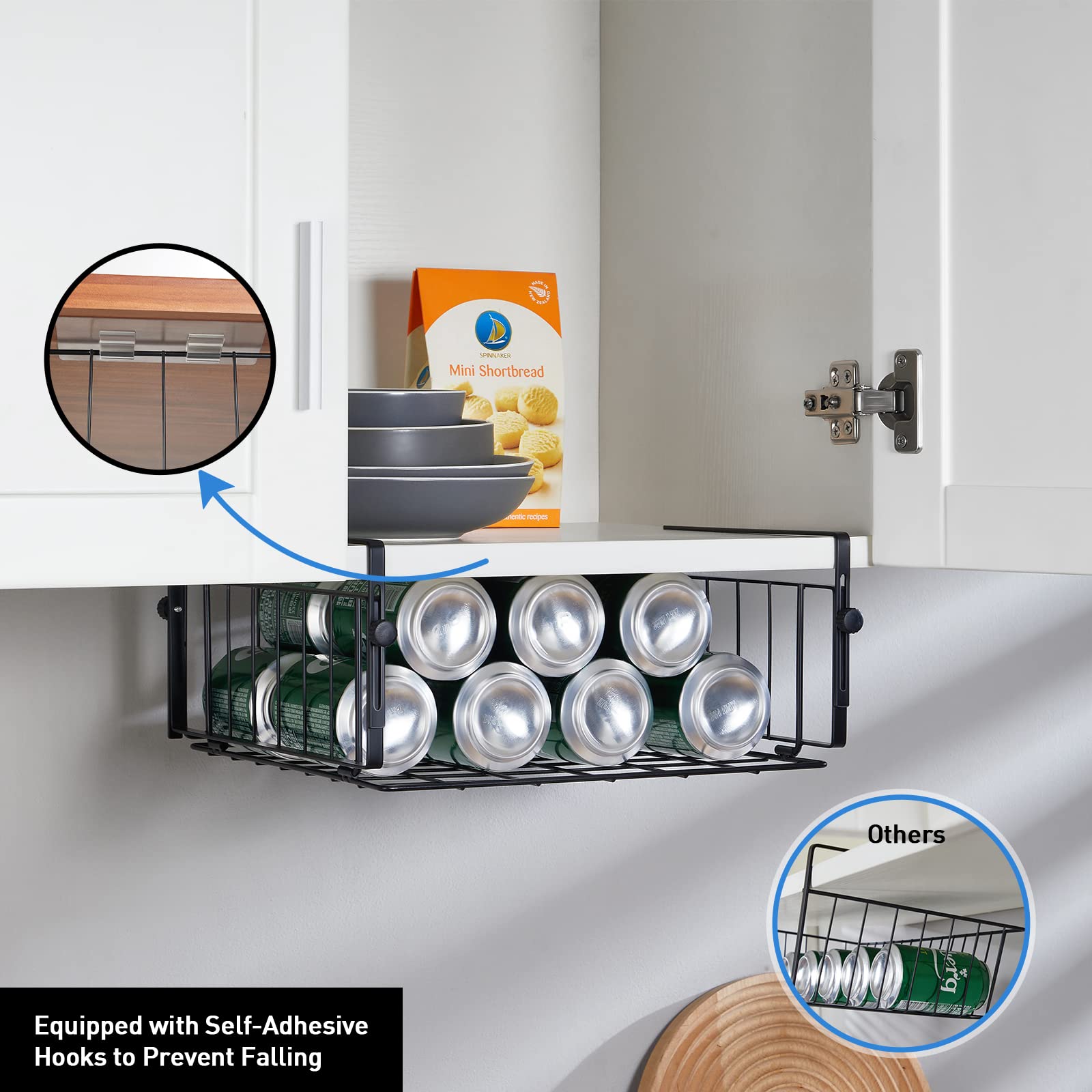 AmonHouseware under-shelf basket with adjustable height fits varied items