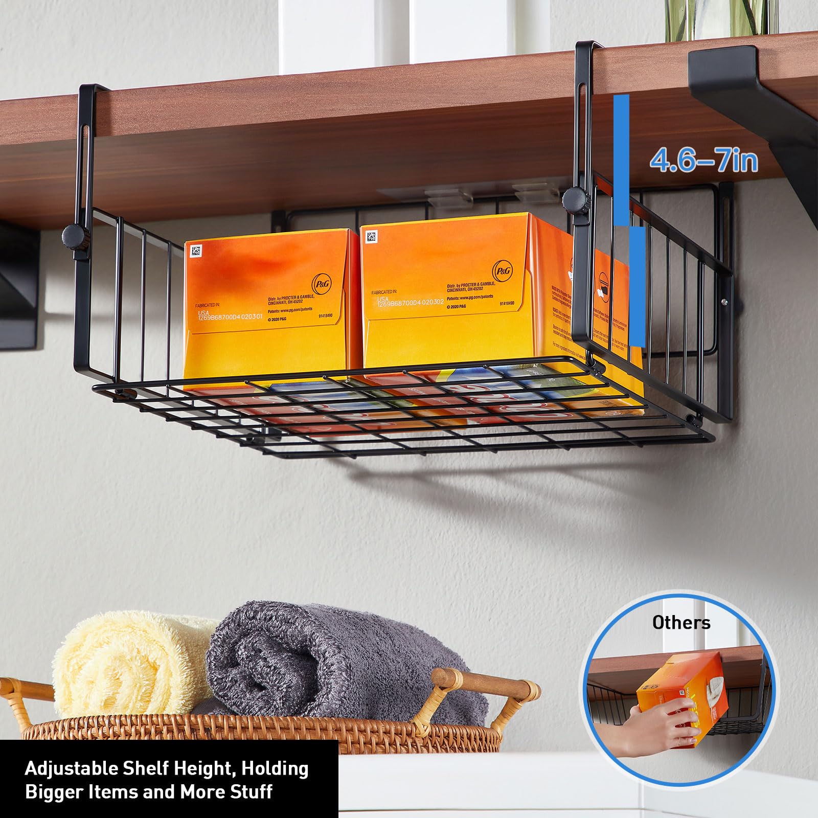 AmonHouseware under-shelf basket dimensions fit standard cabinets