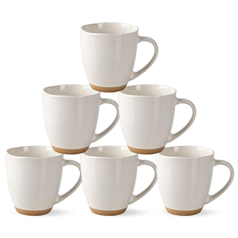 AmorArc 12oz mug set in rustic ceramic with terracotta bottom, ideal for cozy morning coffee.