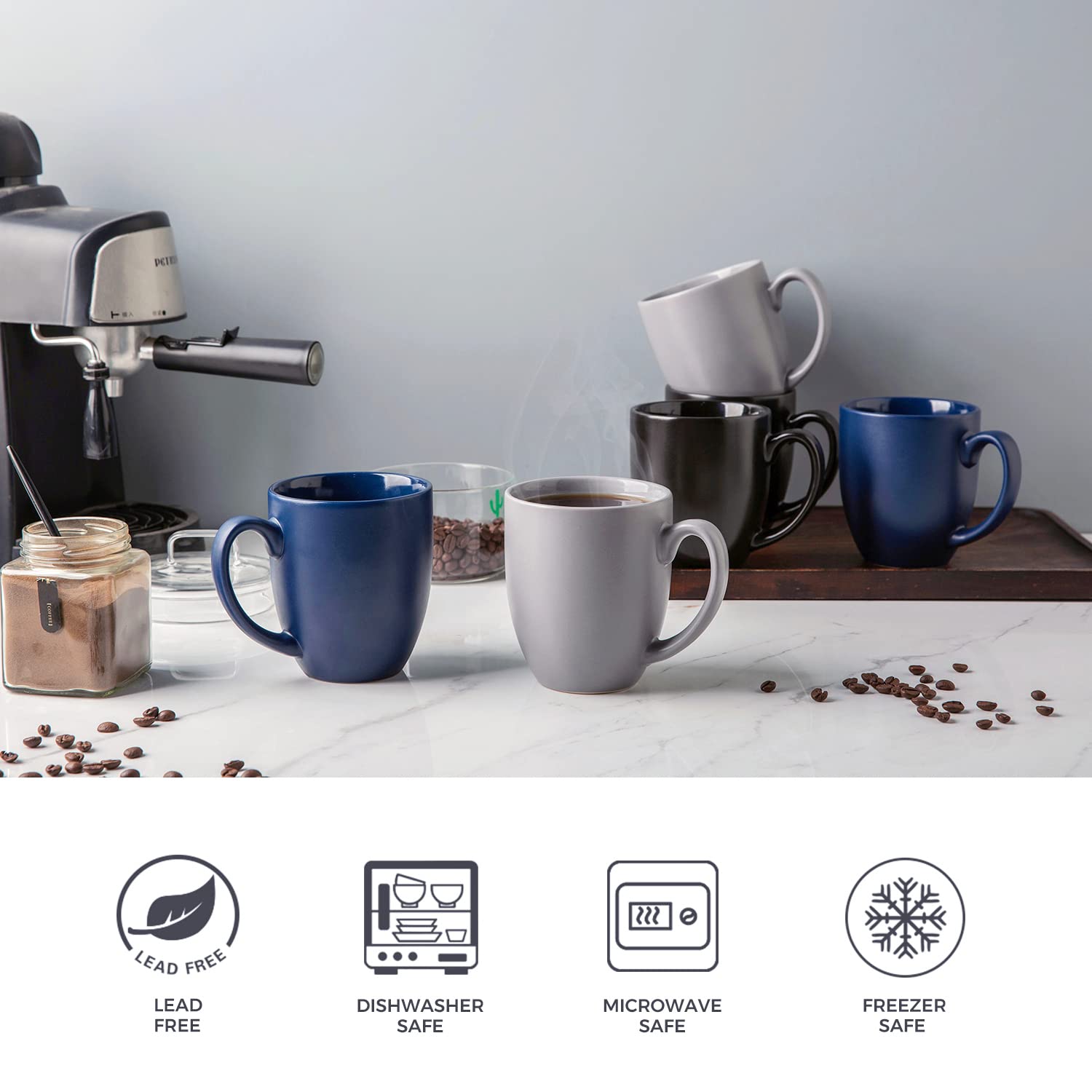AmorArc 16oz mug closeup of ergonomic handle for comfortable grip