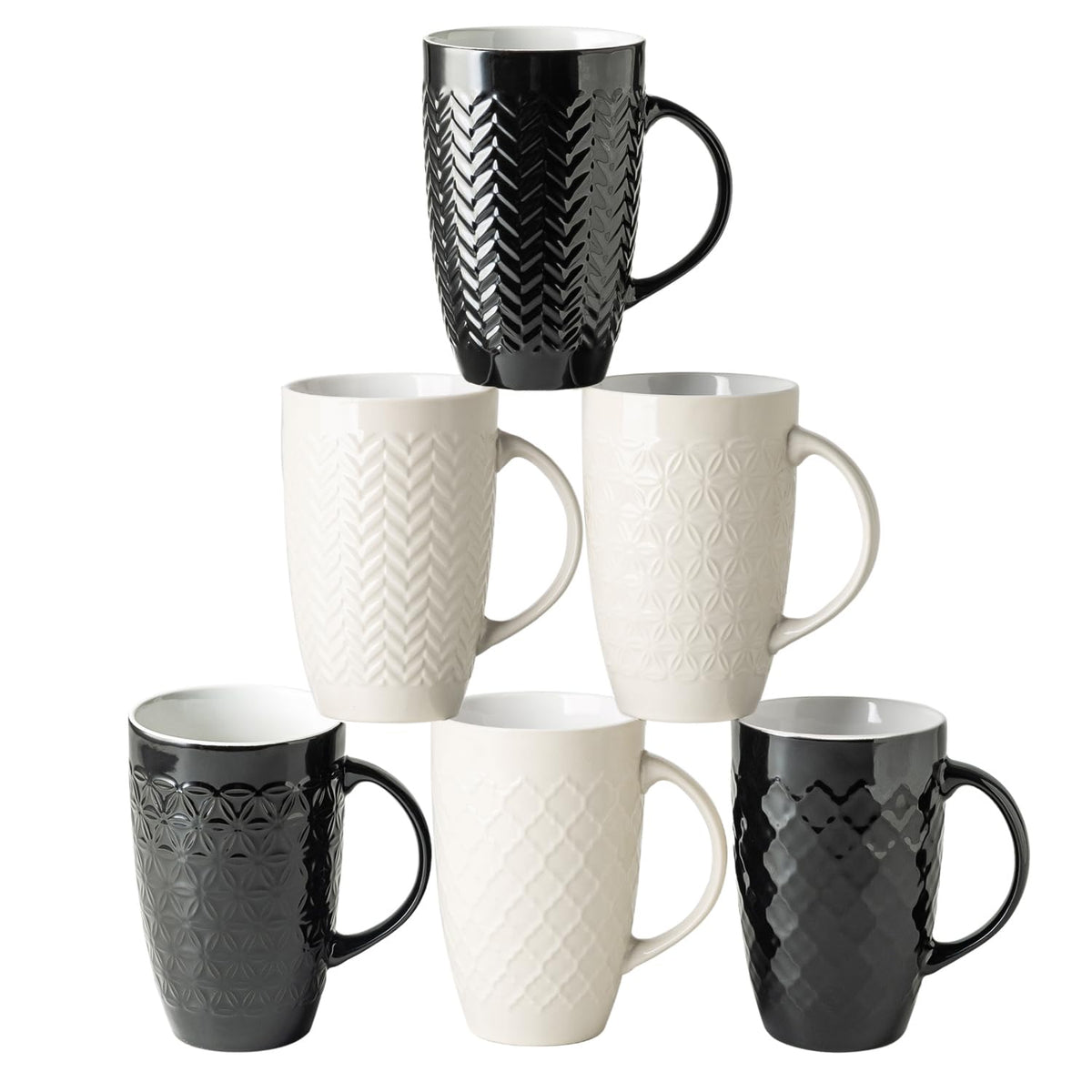 AmorArc 20oz mug set with textured geometric pattern enhances coffee time
